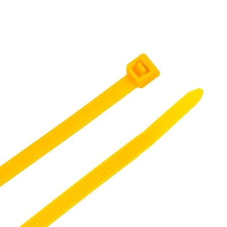 Forney Cable Tie, 8 in L, 2 in Max Bundle Dia., Yellow, Nylon 6/6, 50 lb Strength, 100 PK 62018
